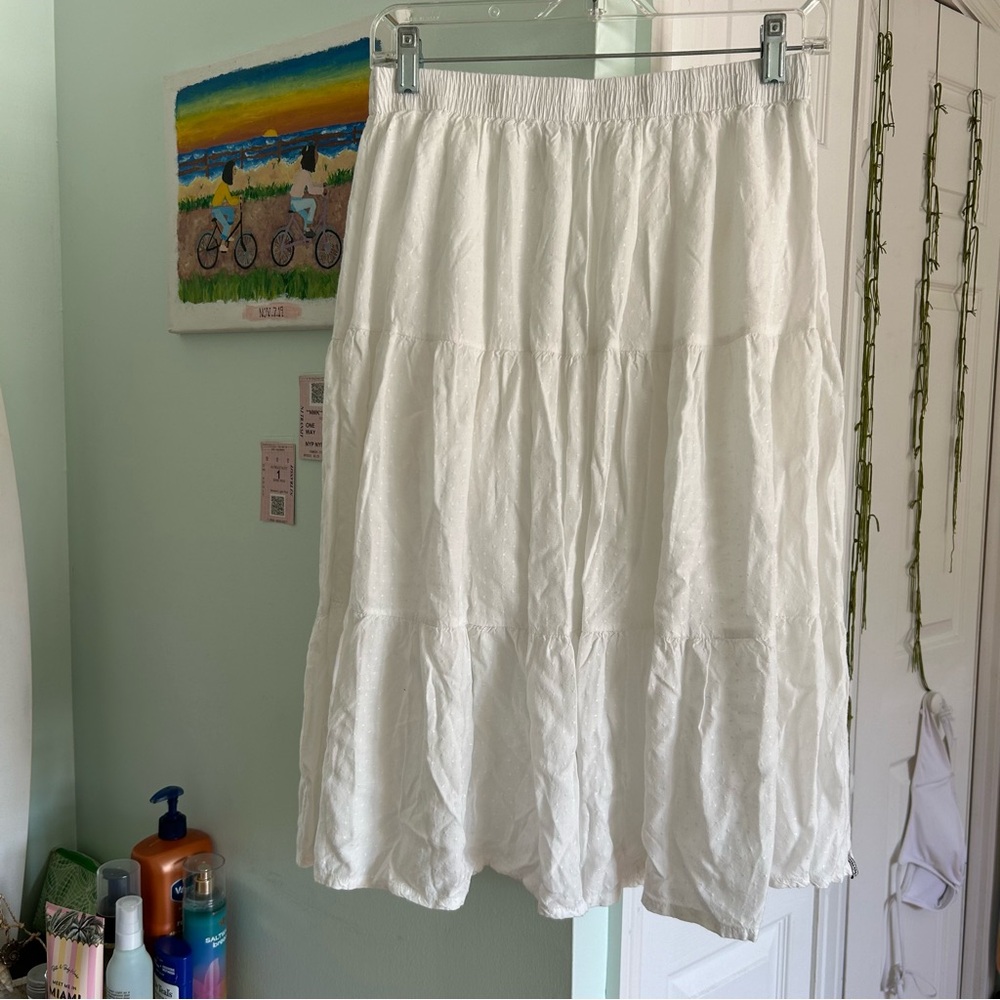 Rhythm Women’s White Tiered Midi Skirt, Size 6
